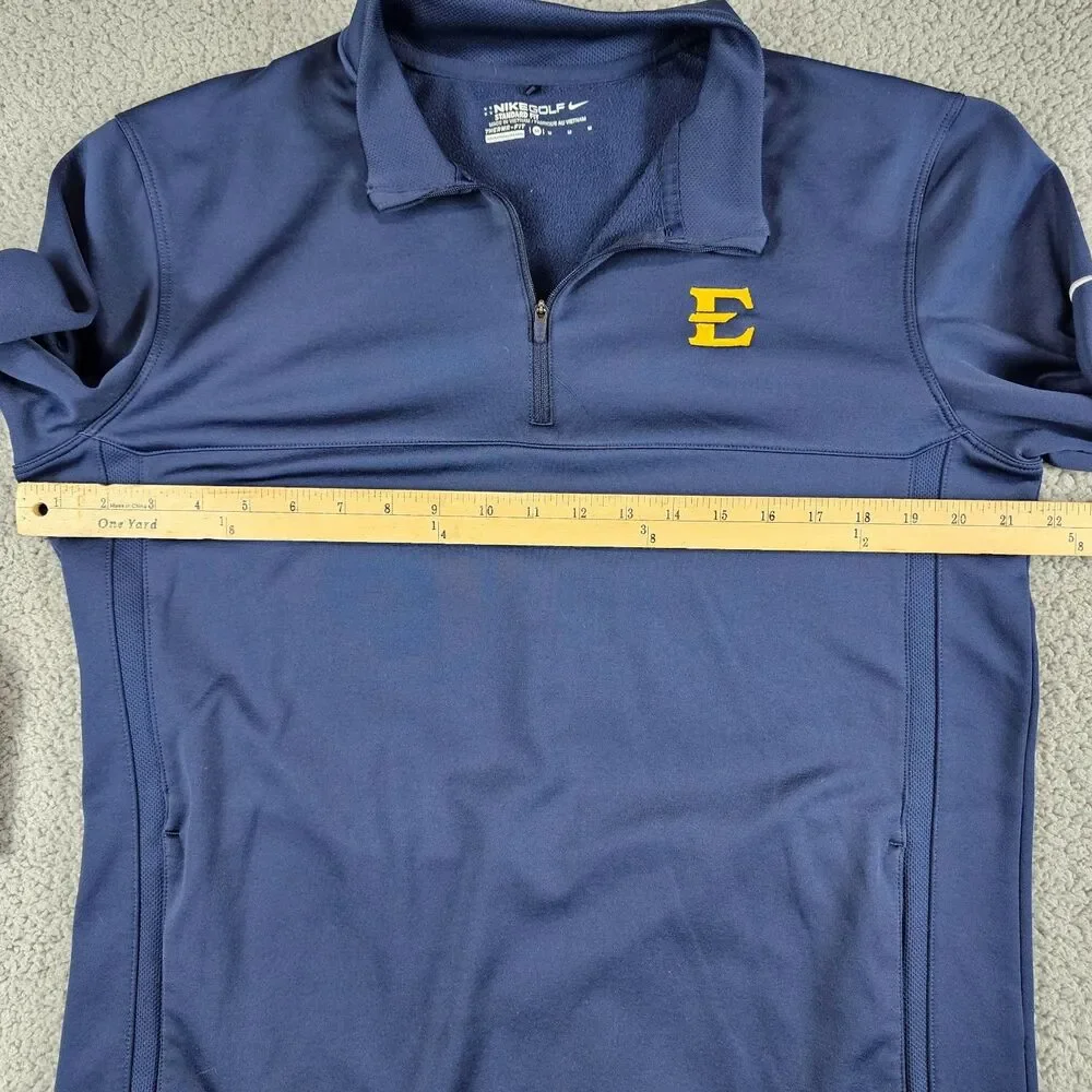 Nike ETSU Buccaneers Pullover Mens Medium Blue 1/4 Zip Mock Golf Therma Fit Logo